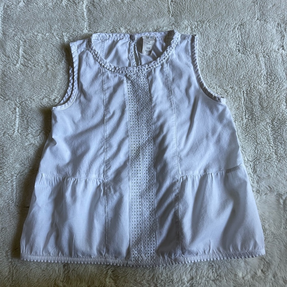 Crewcuts girls white cotton sleeveless blouse size 10